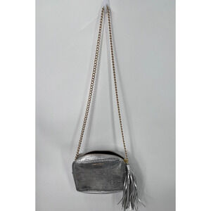 NWT Victoria's Secret Color Silver Gold Tone Chain Cross Body Zips Purse New